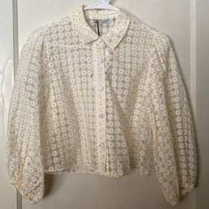 zara sheer cropped floral top